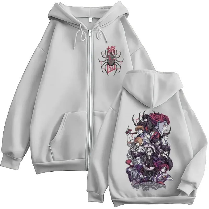 Anime Hunter X Hunter Spider Phantom Troupe Zipper Hoodies Men's Zip Up Hooded Sweatshirts Long Sleeves Pullovers Jacket Coats
