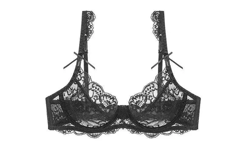 Lace Minimizer Bra for Women Ultra Thin Sponge Free Wirefree Full Coverage Big Breasts Look Smaller Push Up Set BANERDANNI
