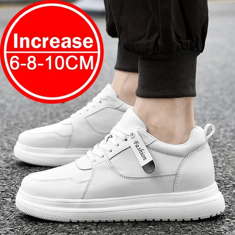 Plus Size37-46 Lift Sepatu Pria Lift Sepatu Tinggi Meningkatkan Insole 8Cm Putih Hitam Lebih Tinggi Sepatu Pria Rekreasi Sepatu Fashion