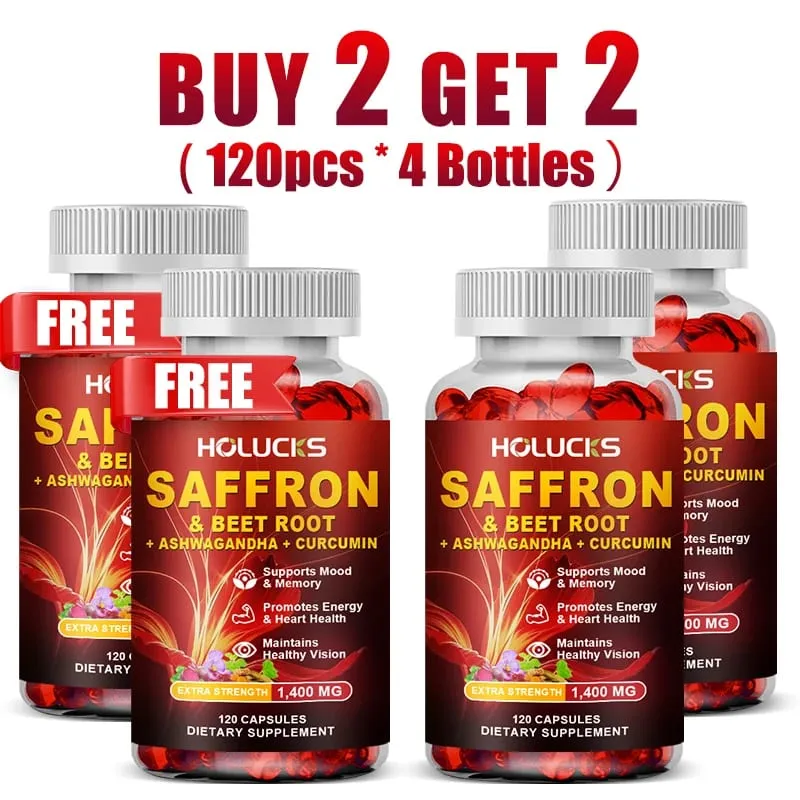 Buy 1 Get 1 Free! Saffron Extract 1400mg Supplement for Hormone Balance Period Comfort & Natural Well-Being Stress Relief