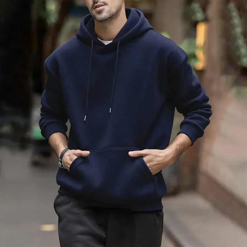 2025 Fall/winter New Arrival Men's Hoodie High Quality Solid Color Hooded Sweatshirt Male Home Outdoor Casual Fashion Pullover — image 3
