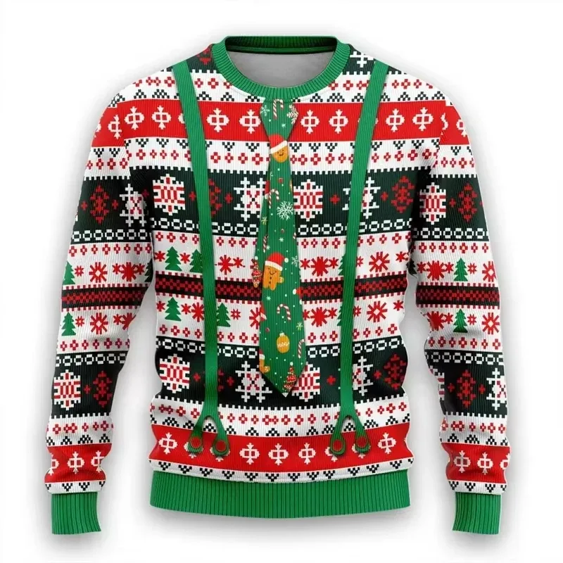 Moda 2026 feio camisola de natal engraçado natal gráfico moletom papai noel cosplay pullovers menino crewneck poliéster agasalho
