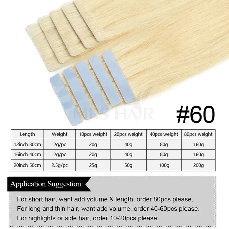 Injected Tape in Extensions Human Hair Invisible Tape in Hair Extensions 1B Natural Seamless PU Weft Tape On Hair 10pcs/pack