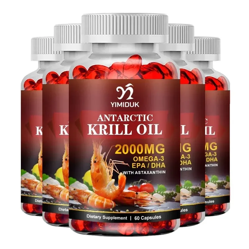 Pure Krill Oil 2000mg Supplement for Healthy Lipid Management Cardiovascular Protection Skin & Brain & Heart Health Non-GMO