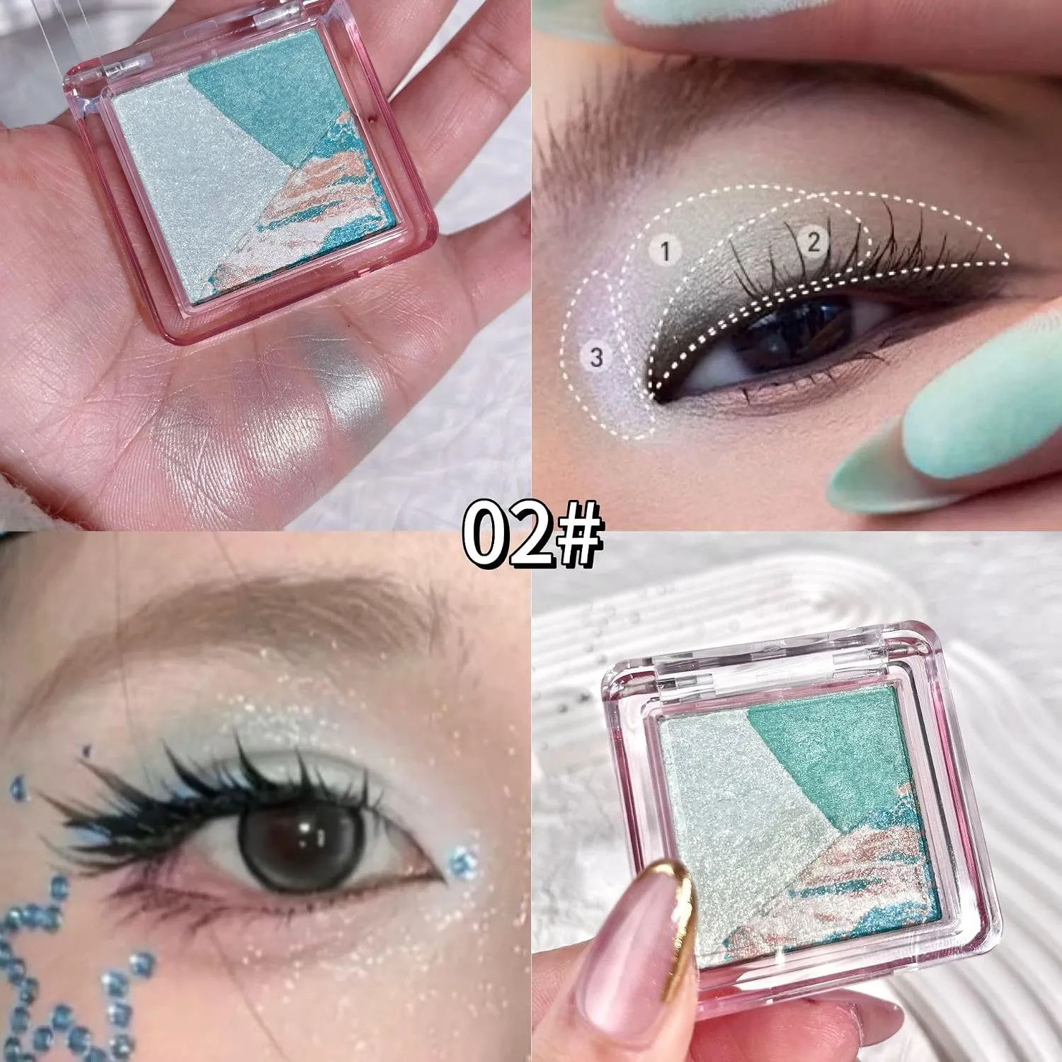 3 Colors Marble Baked Eyeshadow Palette Matte Shimmer Glitter Eye Shadow Waterproof Long Lasting Earth Tone Eye Makeup Cosmetics