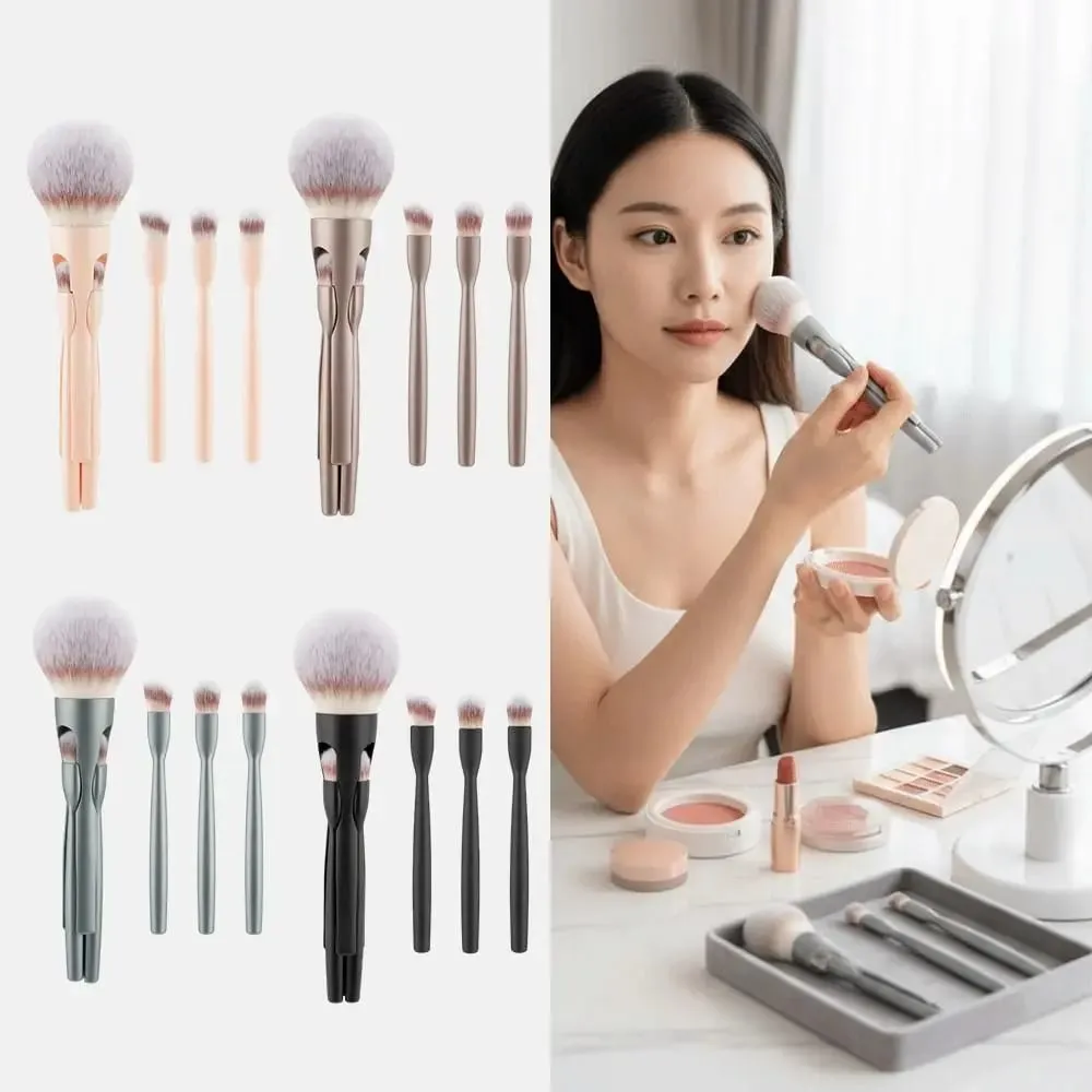 4Pcs 4 in-1 Makeup Brush Set Magnetic Suction Powder Blusher Brush Travel Makeup Brushes Soft Concealer Brush — image 3