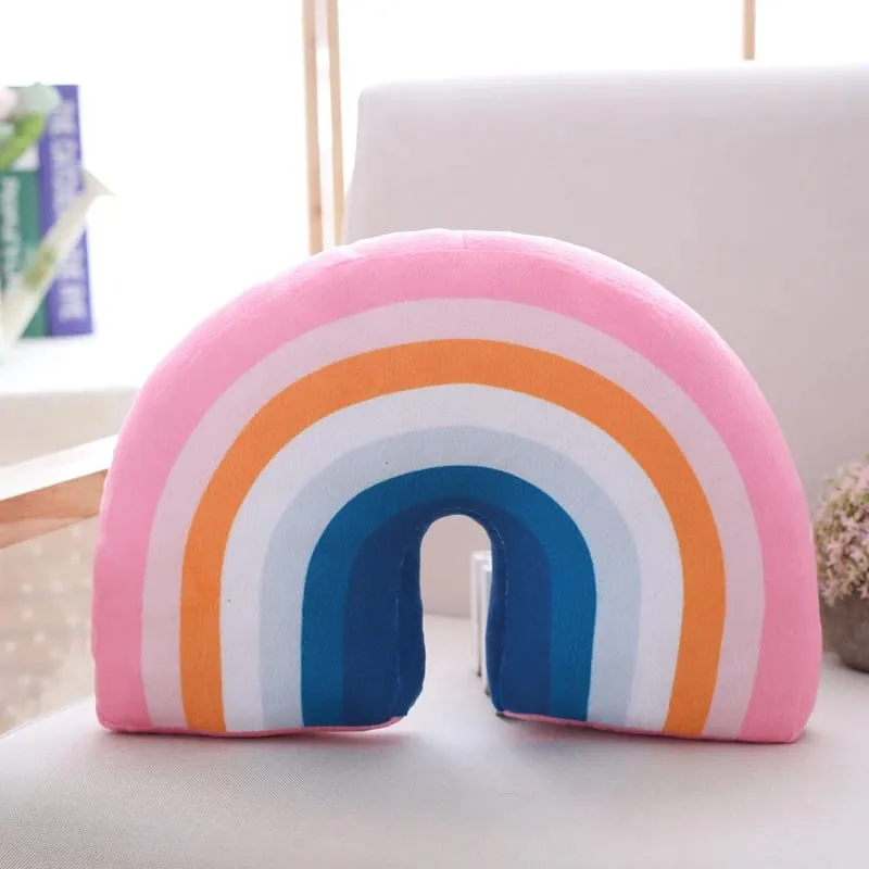 35x25cm Rainbow Plush Pillow Stuffed Red Pink Sky Cushion C Shape Head Support Pillow Home Decor Plushie Prop Gift