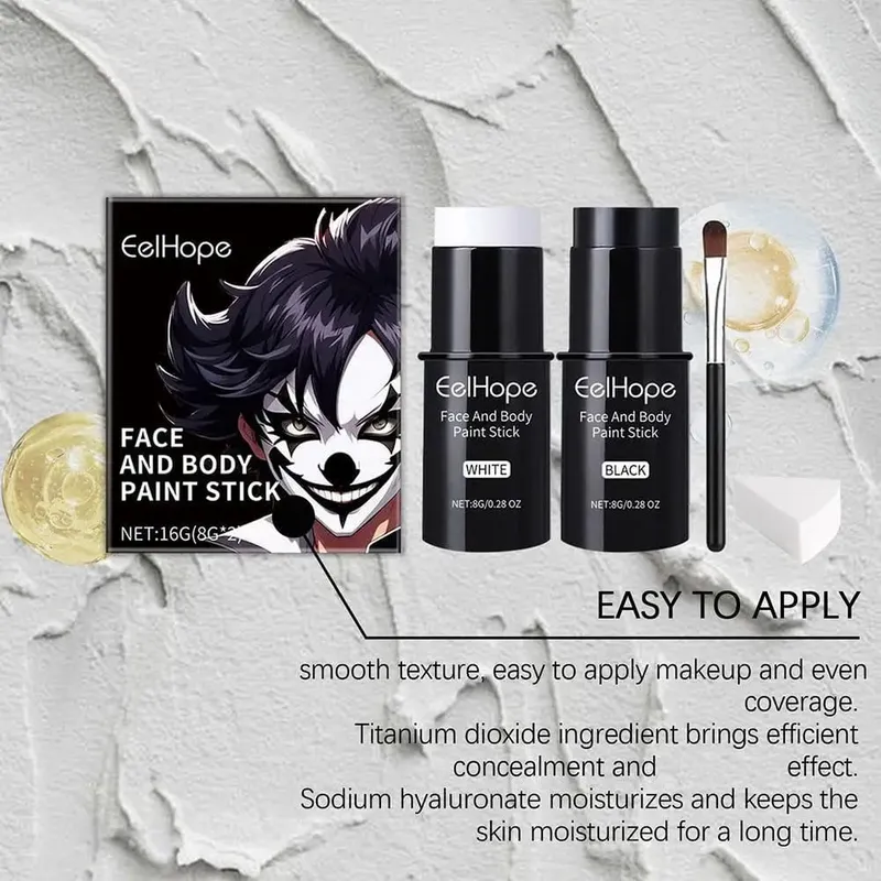 Cover Foundation Clown Kleurrijke Langdurige Waterdichte Halloween Feestelijke Make-up Accessoires Set Zwart Wit Gezicht Body Paint Kit