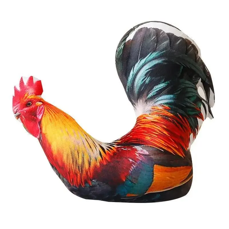 Vivid Lifelike Rooster Plush Throw Pillow 3D Print Soft Fluffy Stuffed Cushion for Bedroom Sofa Decor Gift for Kids Adults