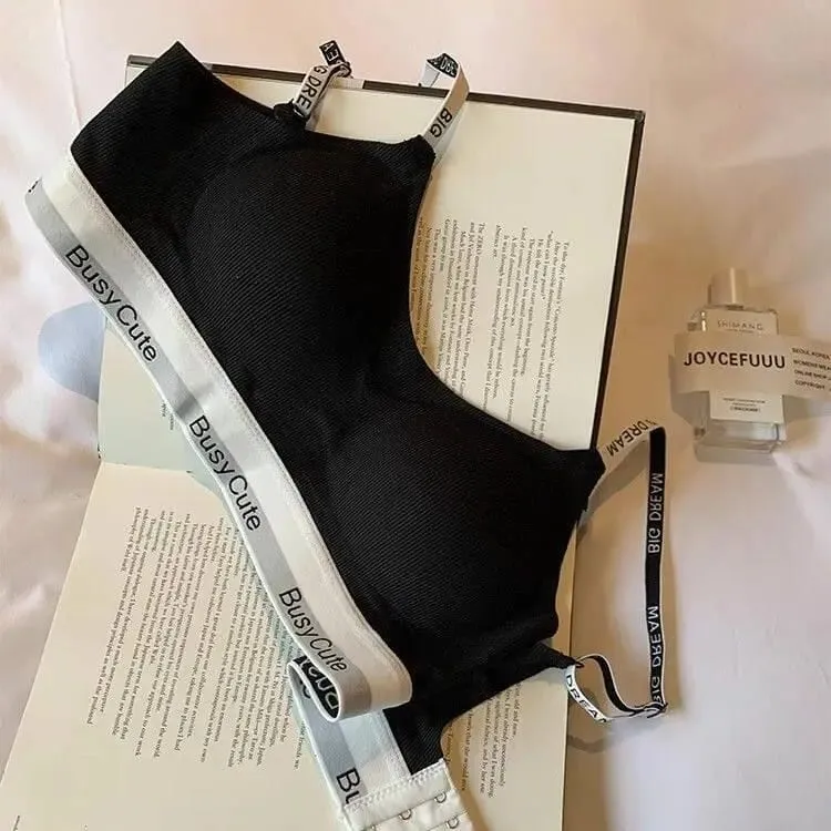 2026 New Letter Seamless Bra Set Wireless Comfort Support Small Bust Lift Anti-Sag Daily Sport Women Lingerie Underwear 32-38ABC