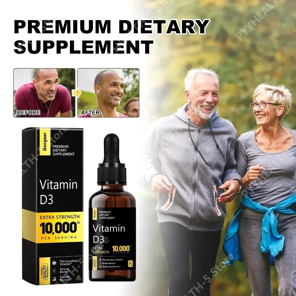 Vitamin D Liquid 10 000 IU Extra Strength Quickly Absorbed Supports Strong Bones with Vitamin C and Calcium 30 ML Net
