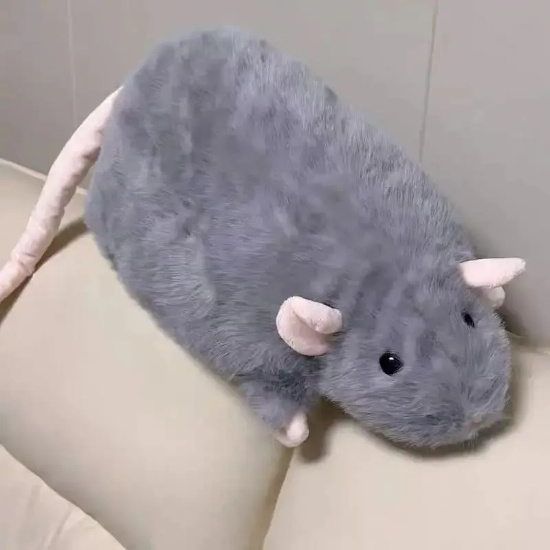 Peluche ratto con ramo floreale - Morbido cuscino per topo in 3 misure (35/50/90 cm) Adorabile animale di peluche Kawaii per l'arredamento del letto o del divano