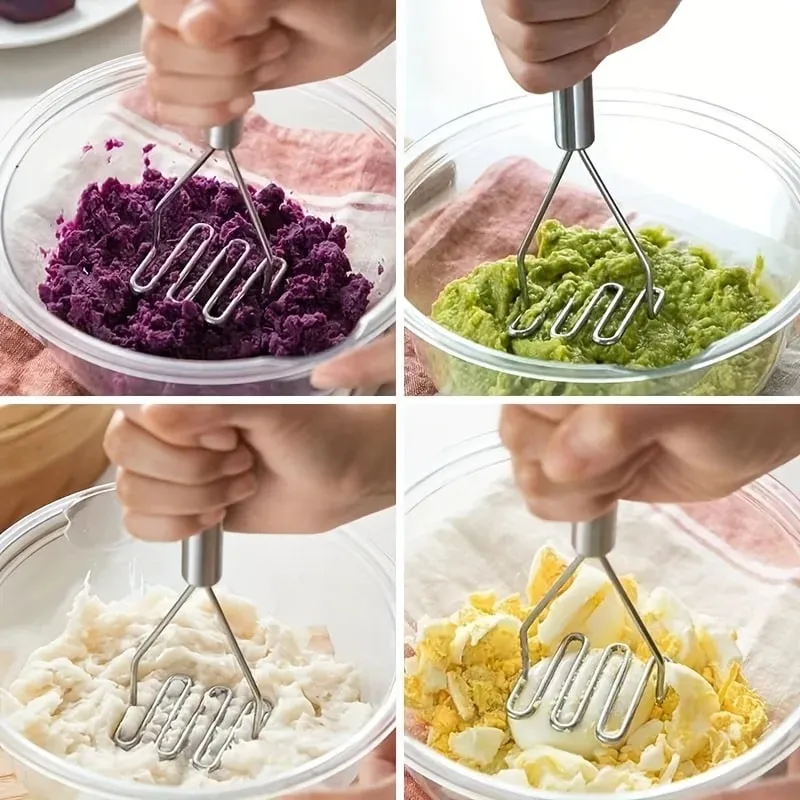 1pc Stainless Steel Wave Potato Masher - Ideal for Kitchen Vegetable and Fruit Puree - Kitchen Essentials Durable Kitchenware