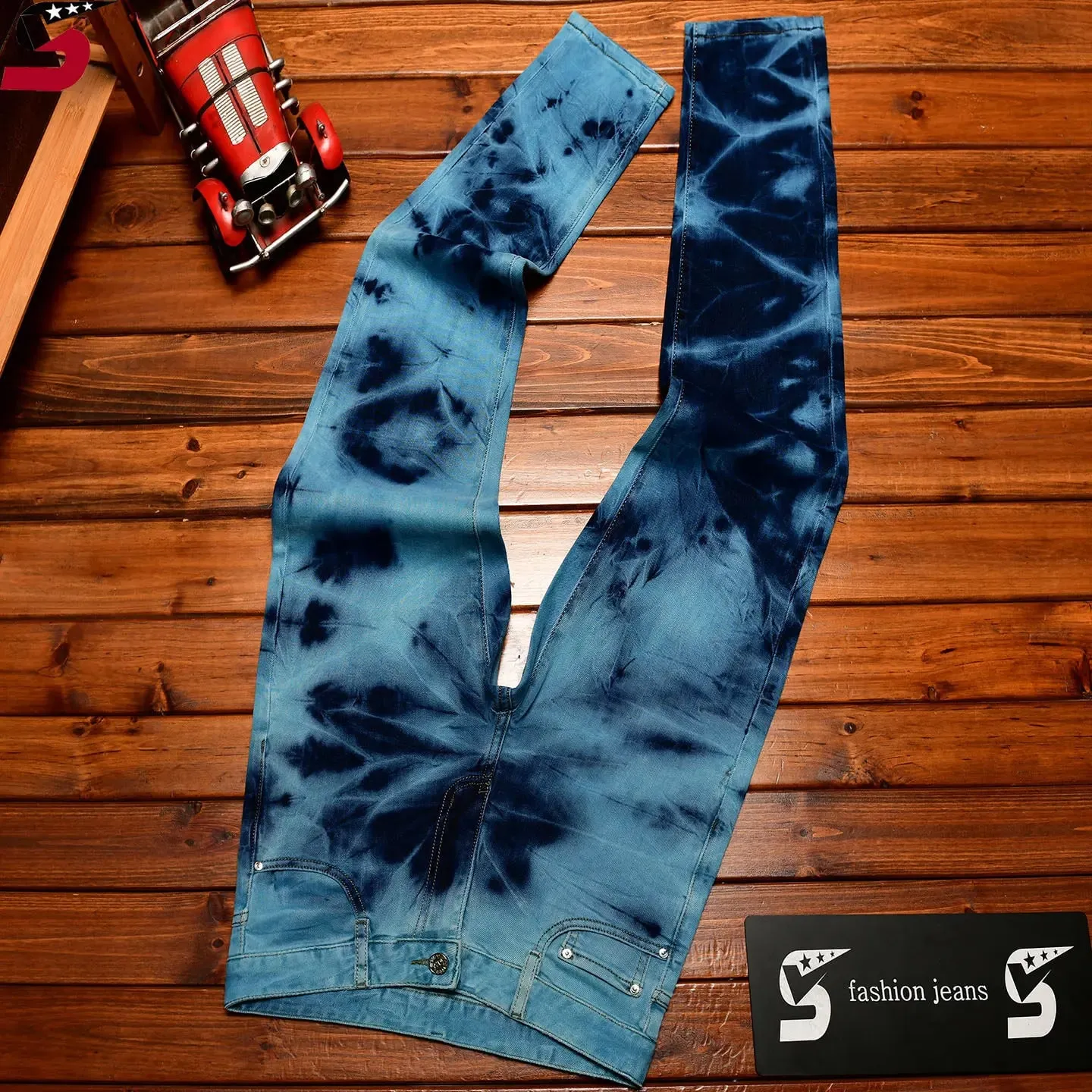 Retro blå sorte rippede jeans High Street koreansk version bukser Y2k baggy bukser stablede jeans herre cargo bukser