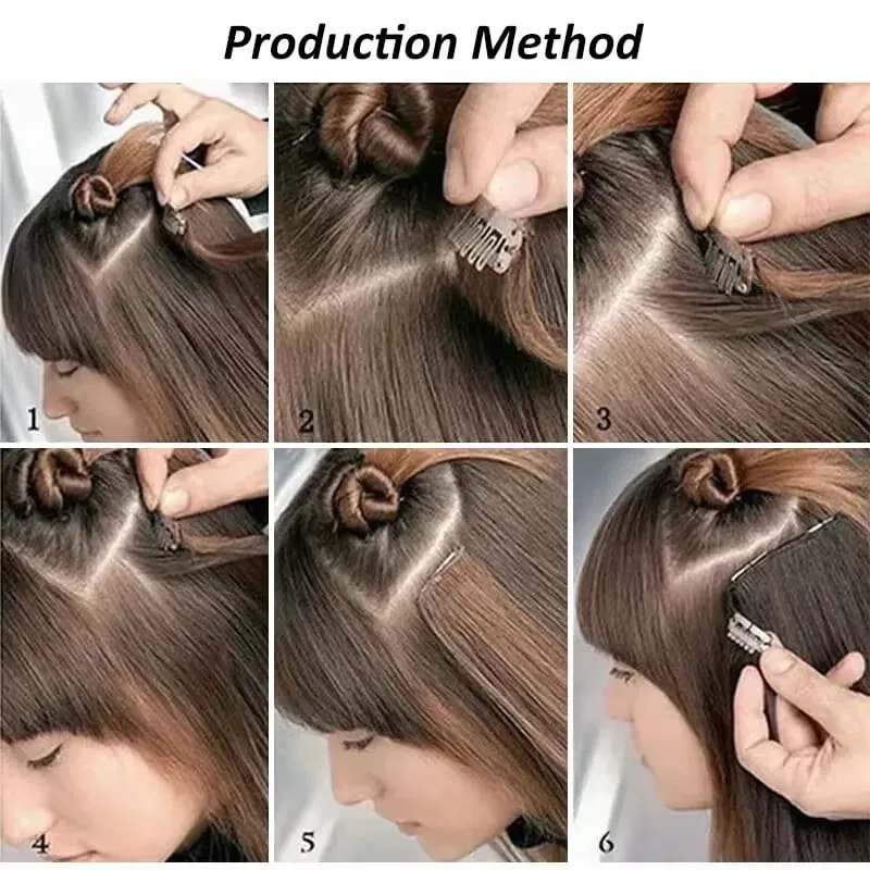 Synthetic 24inch Clips in Hair Extensions Long Straight Hairstyle Blonde Black Hairpieces Heat Resistant False Hair Daily Use