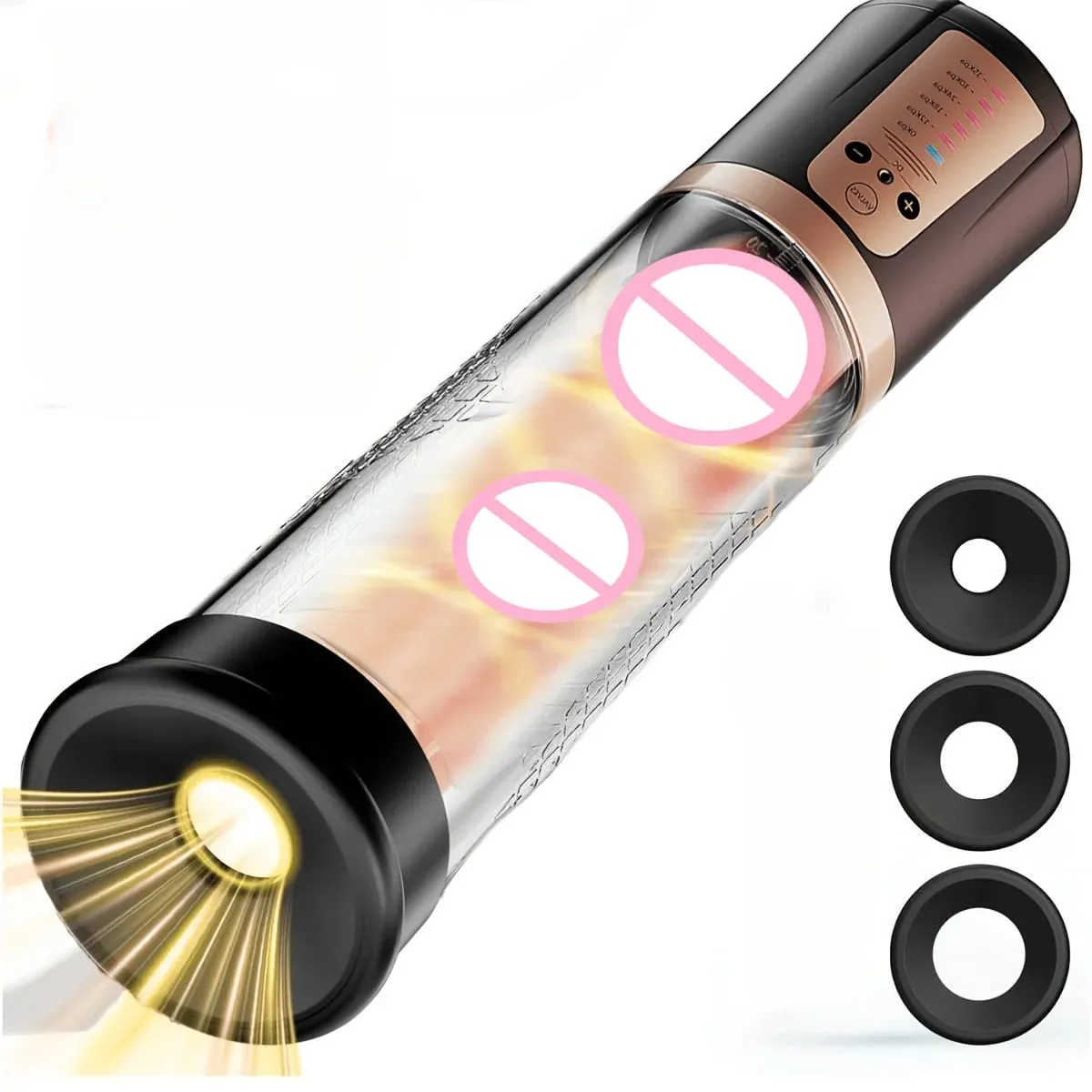 Automatic Electric Penis Pump Trainer Toy Male Self-pleasure Device with 3 Rings Suction Modes Ideal for Adult Men Sex Toys 18+