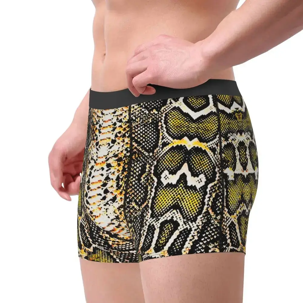 Özel Yılan Derisi Baskı Iç Çamaşırı Erkek Streç Yılan Derisi Hayvan Doku Boxer Külot Şort Külot Yumuşak Külot Homme — image 4