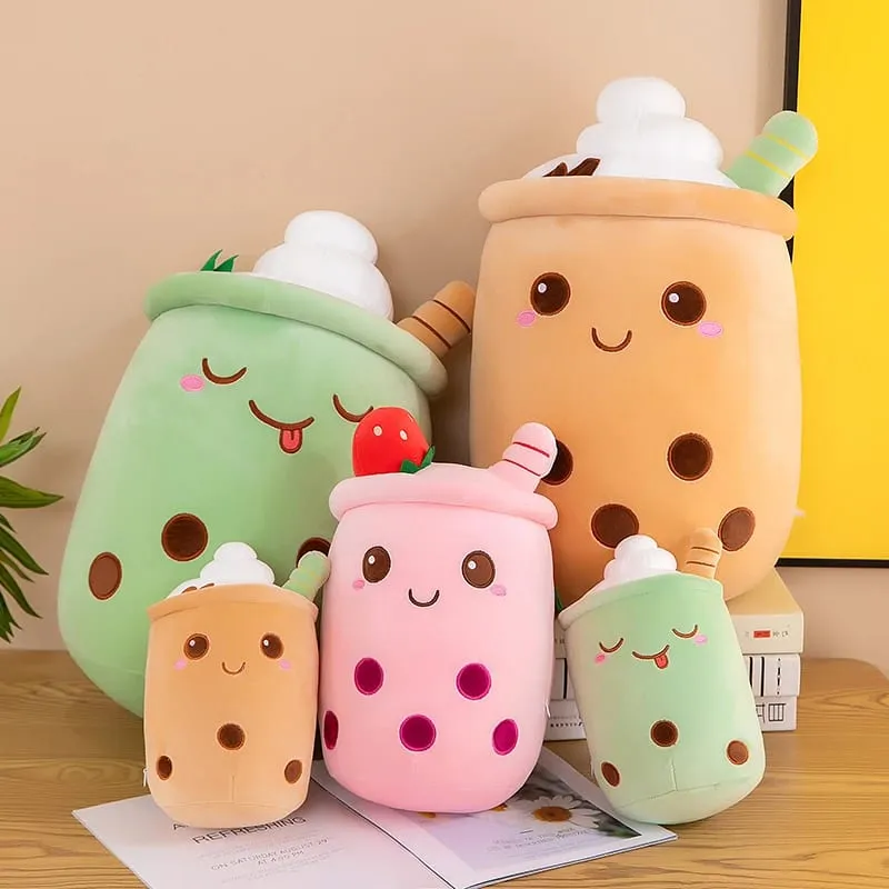 Cute Stuffed Boba Plush Bubble Tea Food Milk Cup Plushie Pillow Soft Kawaii Hugging Plush Toys Gifts for Kids