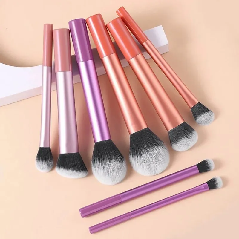 8pcs Pro Easy to Clean Makeup Brush Set - Soft Premium Synthetic Hair Cruelty-Free Foundation Blush Eyeshadow