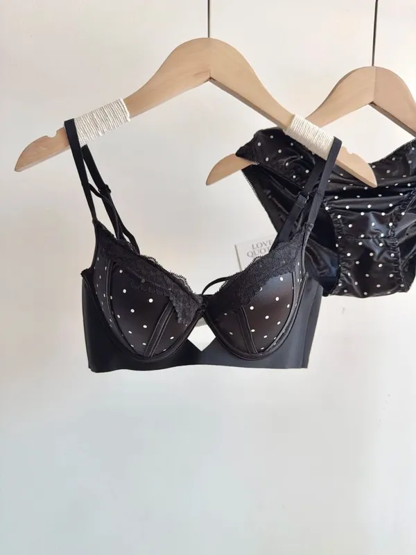 Französisches Spitzen-Push-up-BH-Set, gepunktet, kleine Körbchenformung, süße sexy erotische Dessous, Komfort-Bügel, Damen-Intimbekleidung, S-XL — image 8