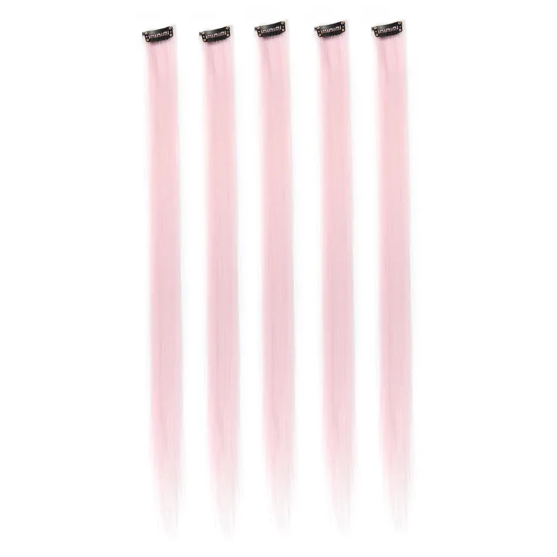 5pcs/set Colorful Clip In Synthetic Hair Extension Rainbow Long Straight Hairpieces For Women Girl Kids Y2K Style Daily Party