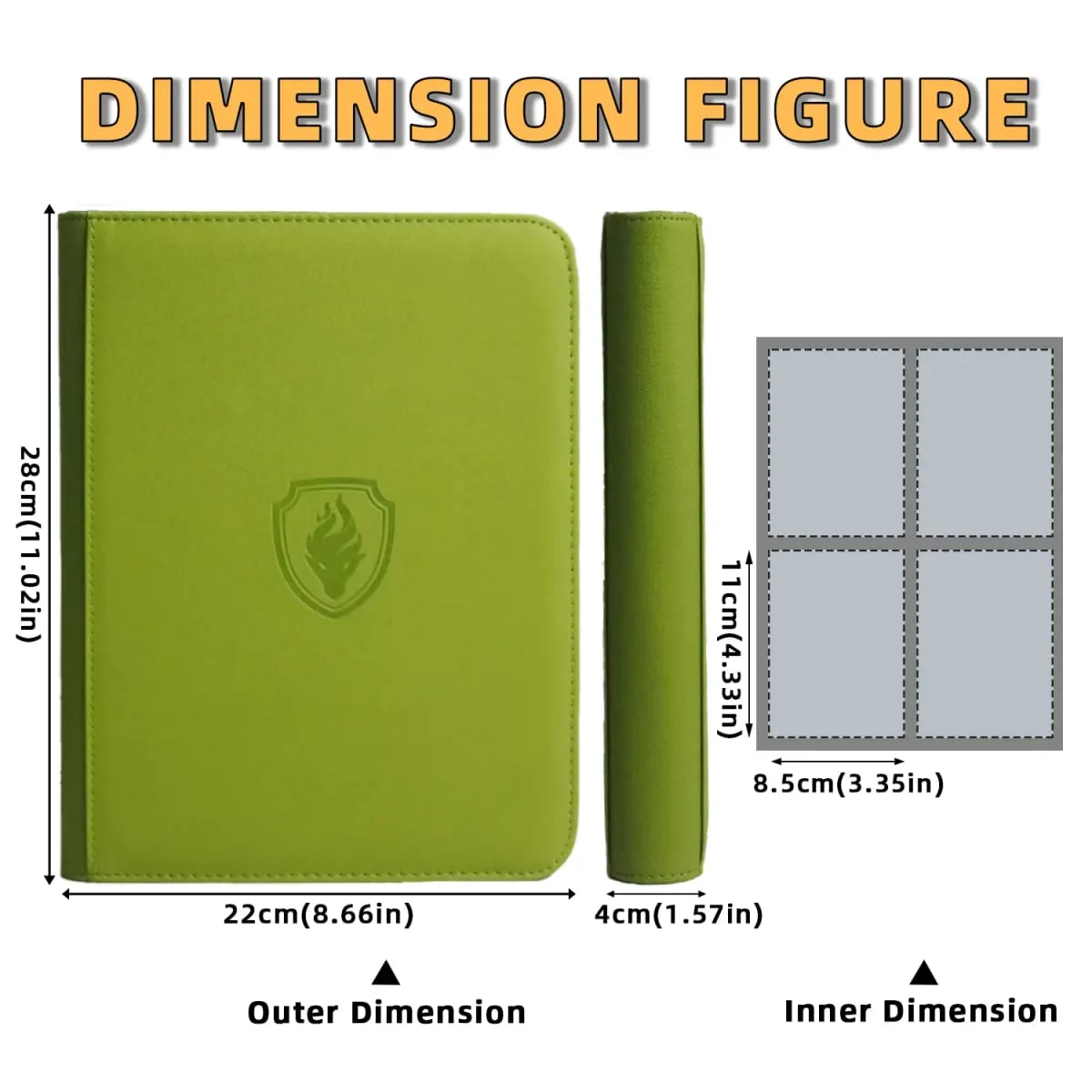 Holds 160 Cards|Trading Card Binder for 3”×4”Cards | 4-Pocket Double-sided Album |PU Leather Zipper Folder for TCG/Sports Cards — image 3