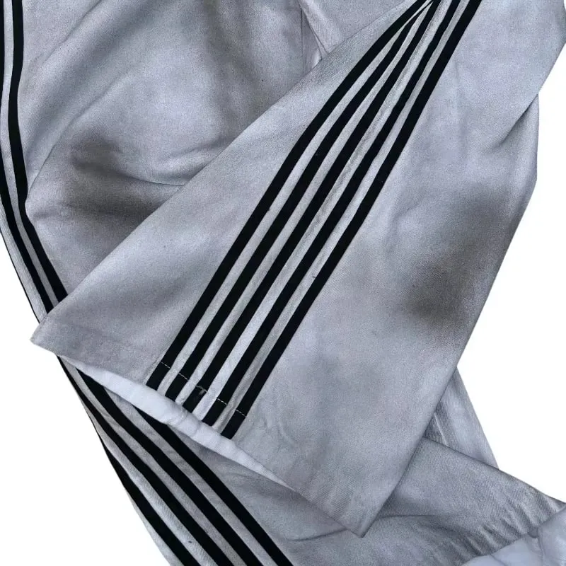 Y2K Baggy Jeans Retro Men's Gray Embroidered Striped Harajuku Sweatpants Women Hip Hop Streetwear Old Washed Wide Leg Denim Pant