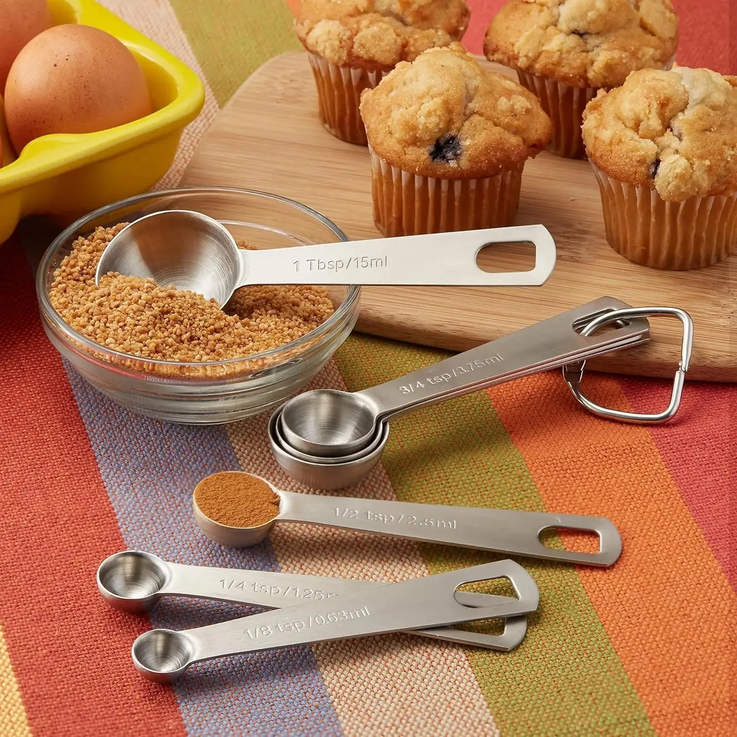 Heavy Duty Metal Measuring Spoons，18/8 Stainless Steel Teaspoon Tablespoon Set of 8 for Measuring Dry and Liquid Ingredients