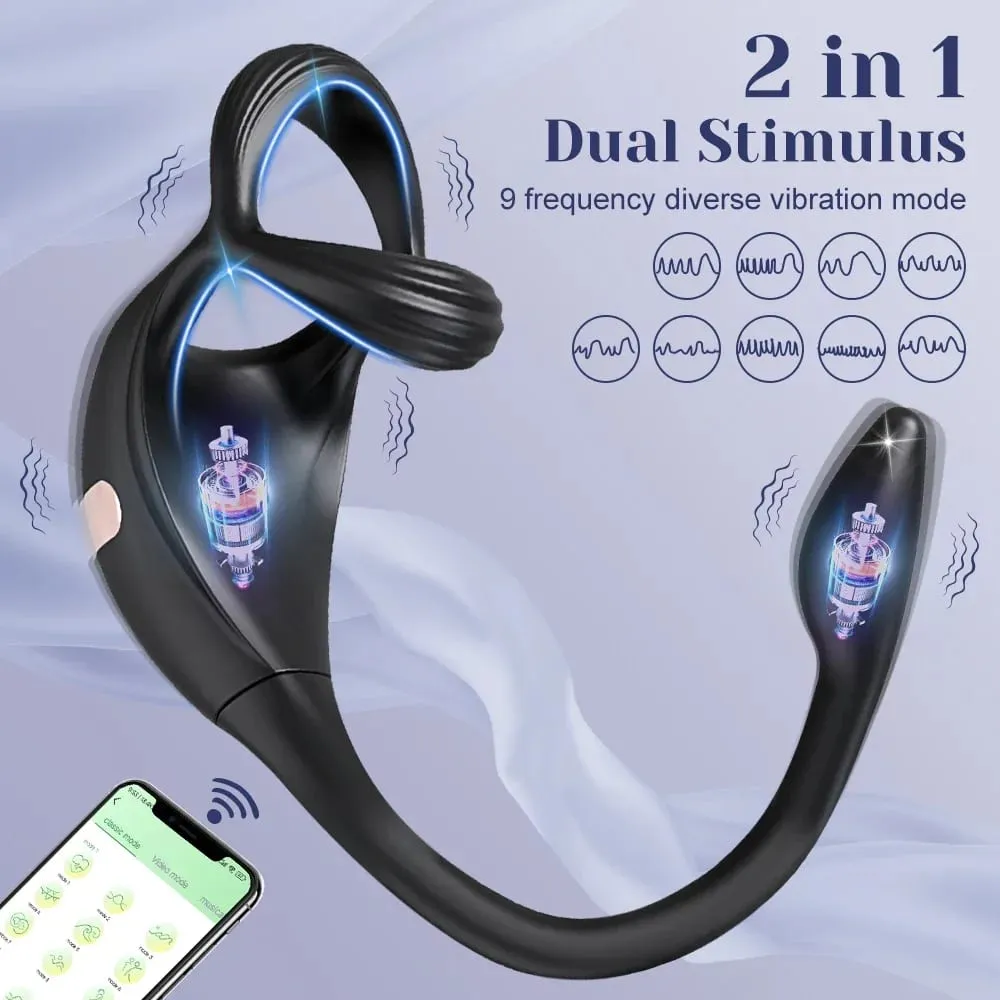 Vibrating Cock Ring Male Prostate Massager Stimulator para sa Mga Lalaki APP Control Sex Toy para sa mga Mag-asawa Anal Vibrator Penis Ring Butt Plug