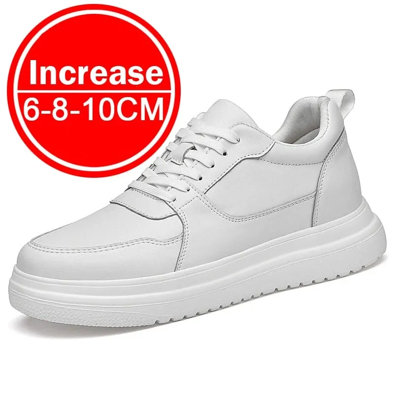 Plus Size37-46 Lift Sepatu Pria Lift Sepatu Tinggi Meningkatkan Insole 8Cm Putih Hitam Lebih Tinggi Sepatu Pria Rekreasi Sepatu Fashion