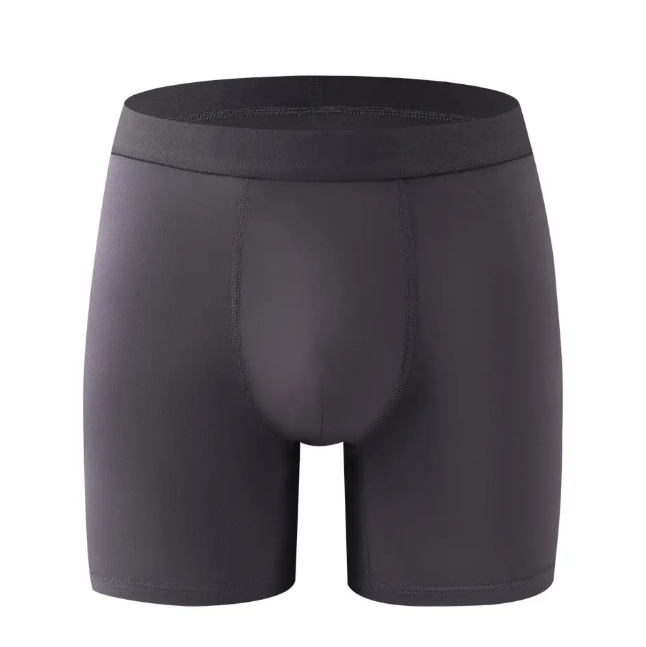 Celana Boxer Serat Bambu Pria - Pakaian Dalam Warna Solid Lembut Satu Potong dengan Ikat Pinggang Mulus & Kantong Berkontur