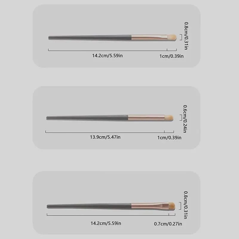 [E] 3PCS Eye Shadow Detail Brushes Tool Set Cosmetic Highlighter Lying Silkworm Smudge Soft Hair Brush Blush Beauty Makeup