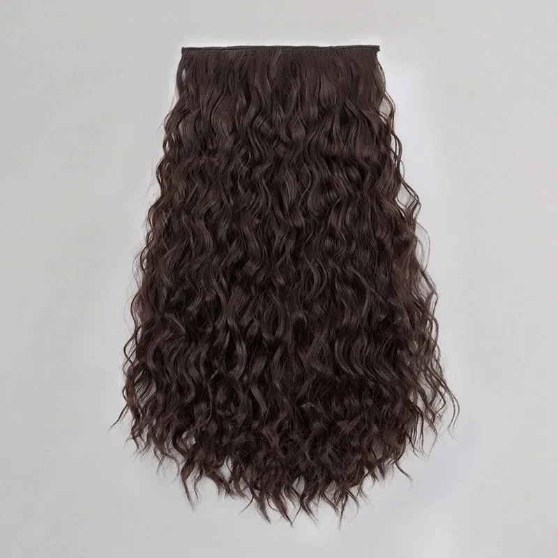 18Inch Synthetic One Piece 6 Clips Short Wavy Curly Clip-In Hair Extension Invisible Fulffy Black Brown Hairpiece for Women — image 8