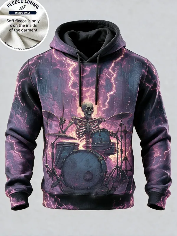 3D Halloween Fleece Hoodie Pumpkin Scarecrow Skeleton Kid Moon Graveyard Pullover Long Sleeve Kangaroo Pocket Sweatshirt — image 7