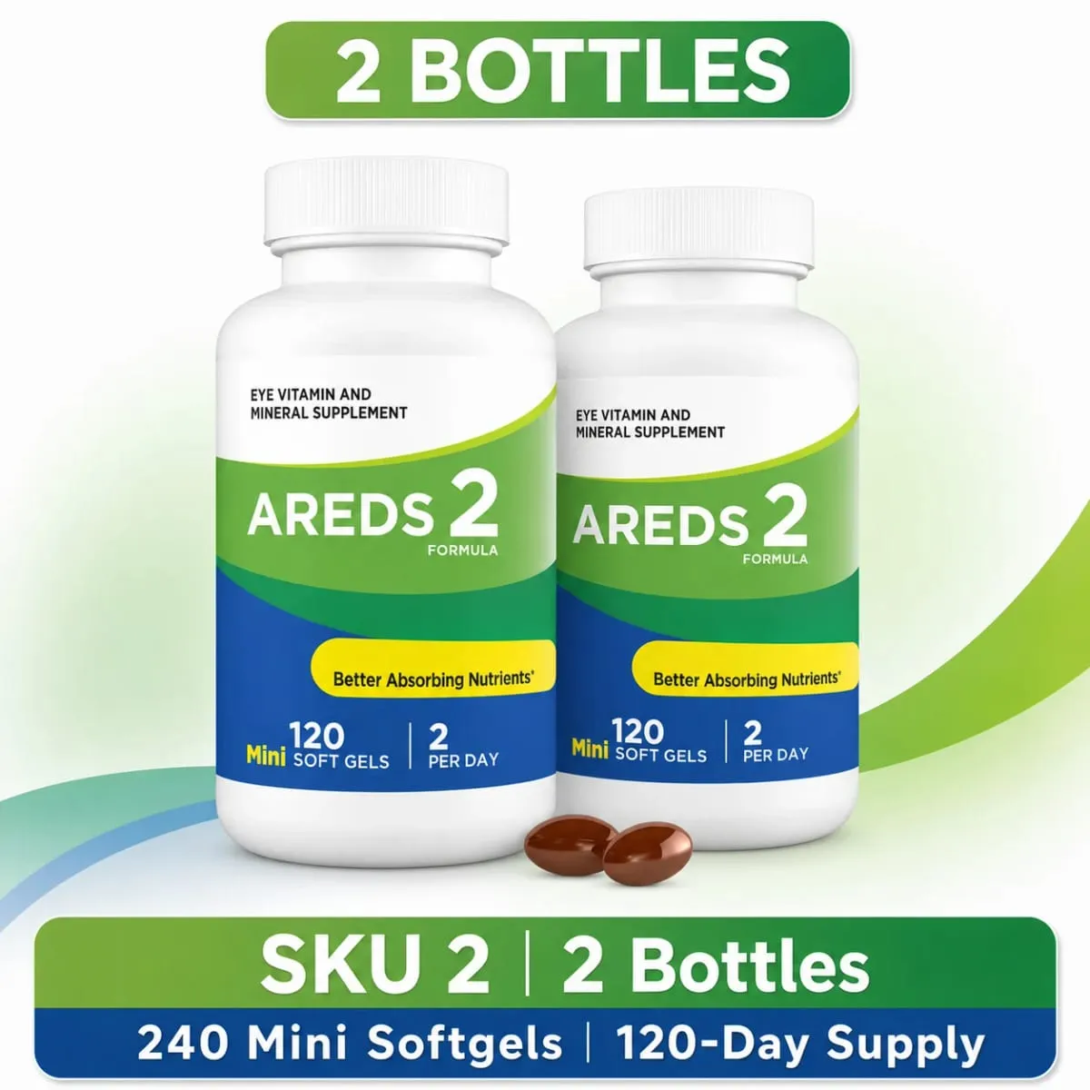 2 Formula Eye Vitamin Supplement with Lutein Zeaxanthin Vitamin C E Zinc & Copper 120 Mini Softgels for Vision Health — image 8
