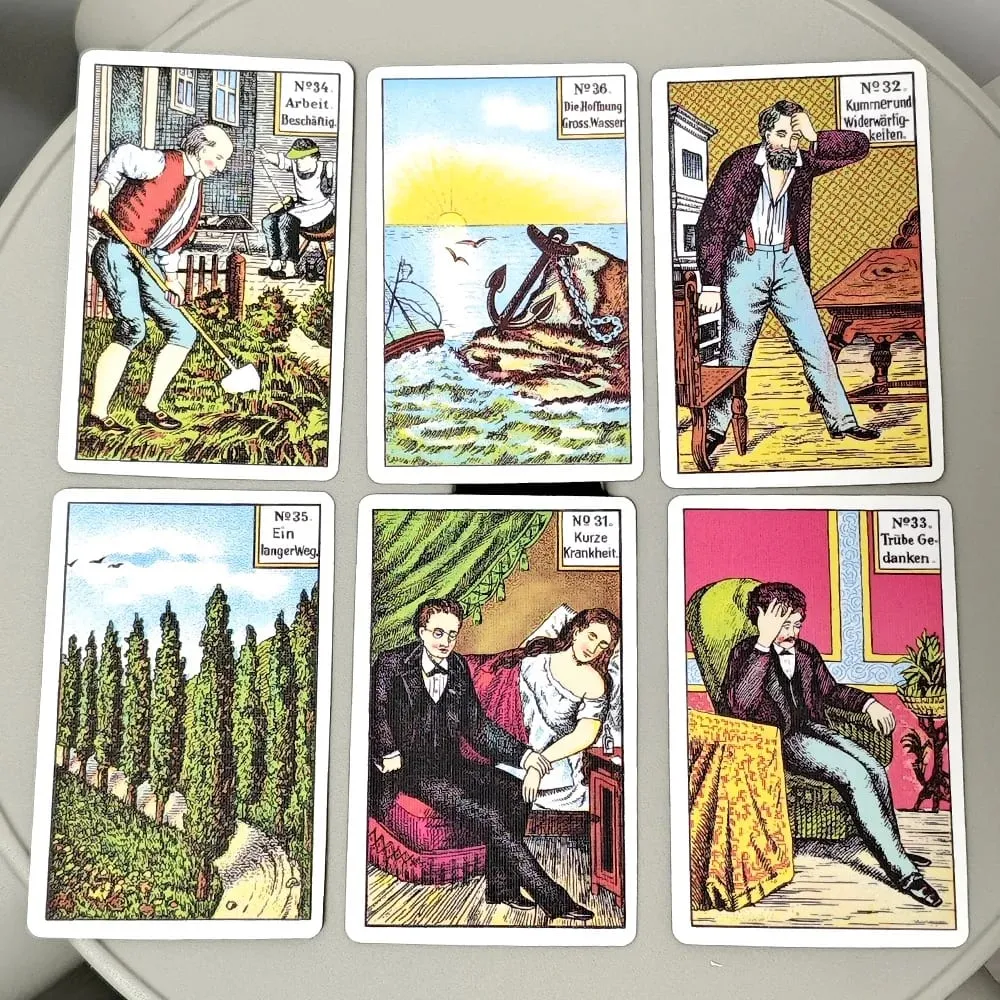 Kipper Wahrsagekarten Cards-36Pcs Vintage German Biedermeier Style Oracle Cards for Fortune Telling & Divination German Version