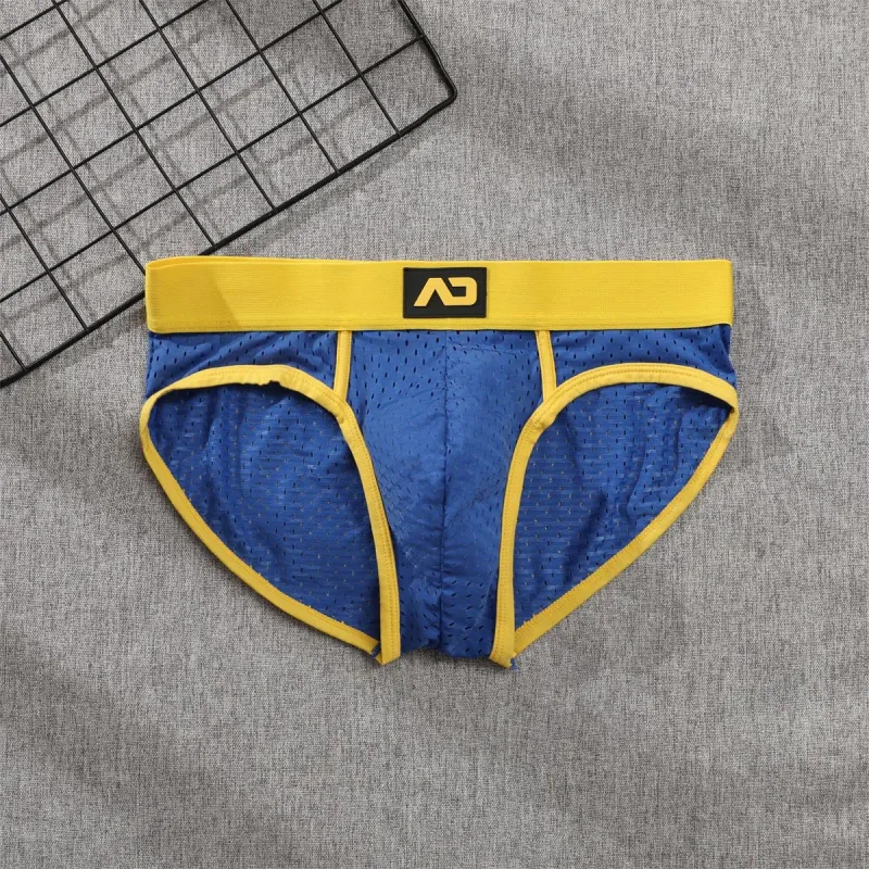 2026 solid color new men's low waist through mesh breathable briefs addicted underwear AD4-M388