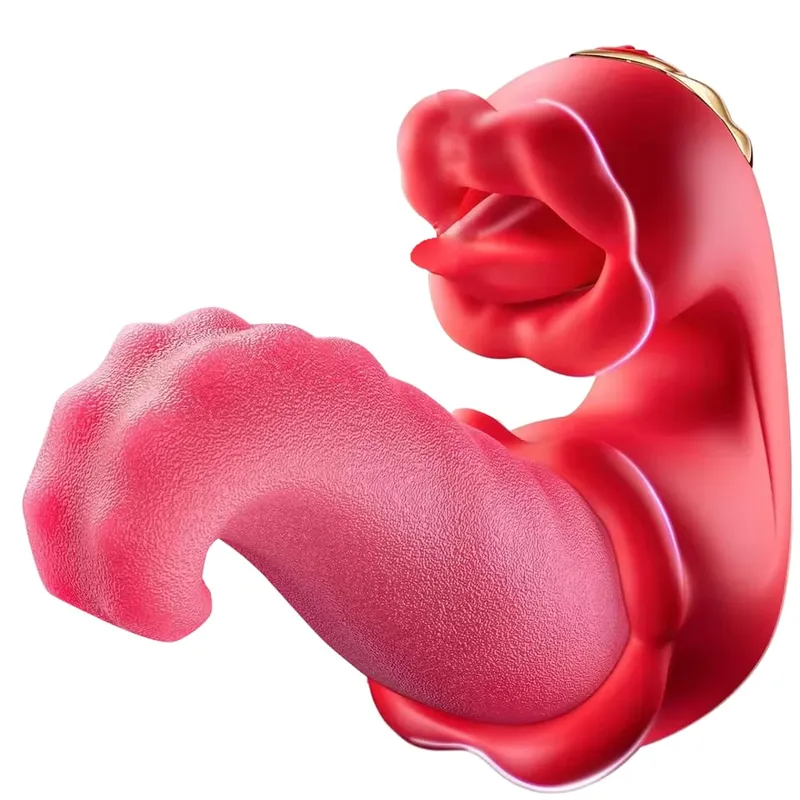 Rose Licking Realistic Tongue Vibrator G-spot Nipple Vagina Stimulator Clitoral Massager Thrusting Dildo Adult Sex Toy 18+