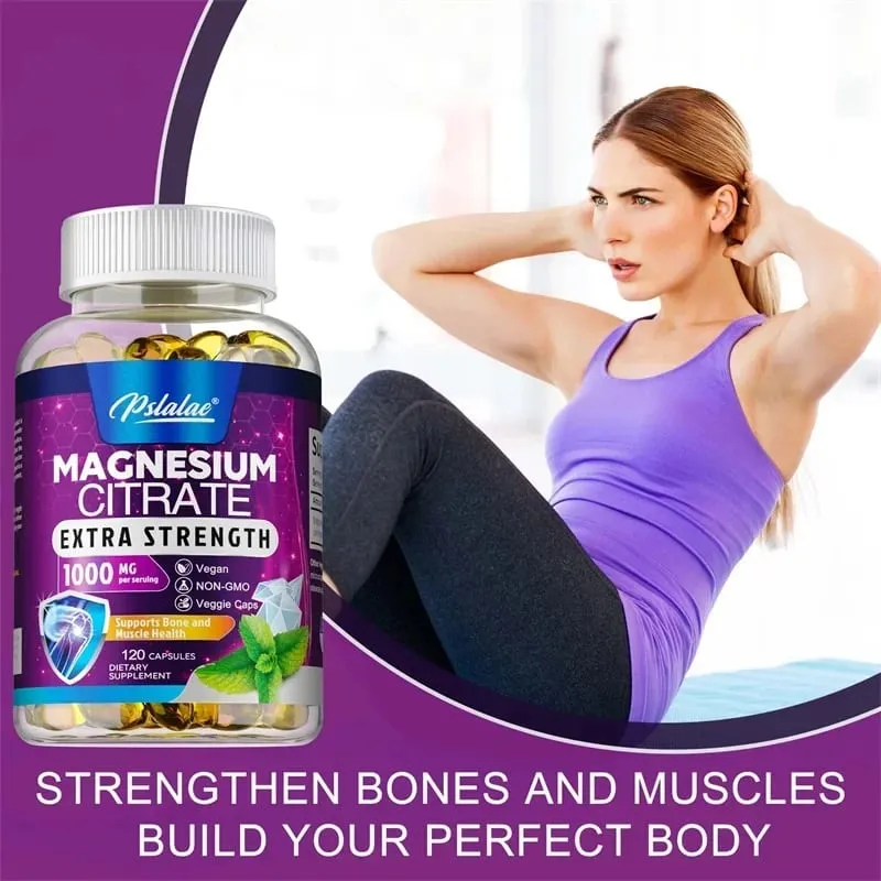 Magnesium Citrate Capsules - High Absorption Magnesium Citrate for Leg Spasms Muscle Bone and Heart Health — image 4