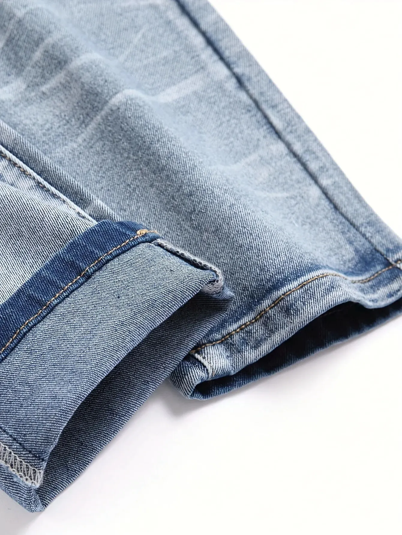 Men's Stretchy Denim Jeans Streetwear Tearing Patchwork Holes Ripped Denim Elastic Waist Casual Pants Slim Fit Straight Trousers — image 5