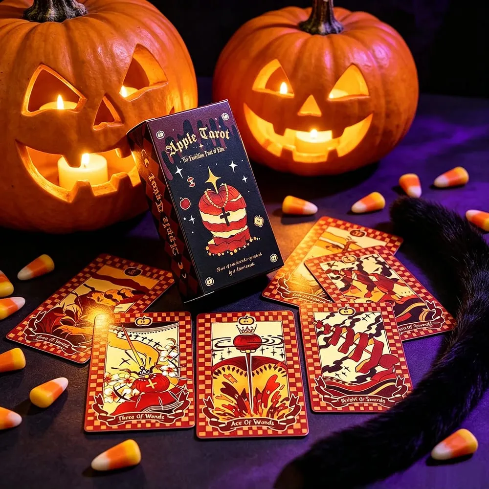 Apple Tarot Deck 78 Cards Dark Fairy Tale Apple Themed Tarot Cards Divination Meditation Halloween Gift for Beginner Collectors — image 3