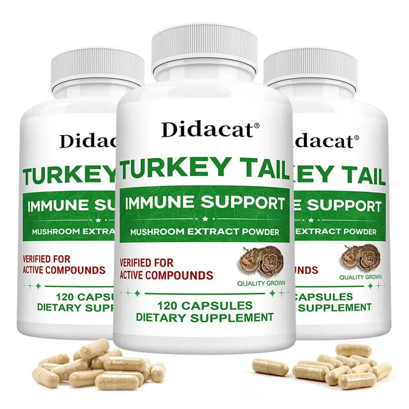 Turkey Tail Mushroom Supplement Boosts The Immune System Promotes Health and Vitality Vegan Non-GMO 120 Capsules
