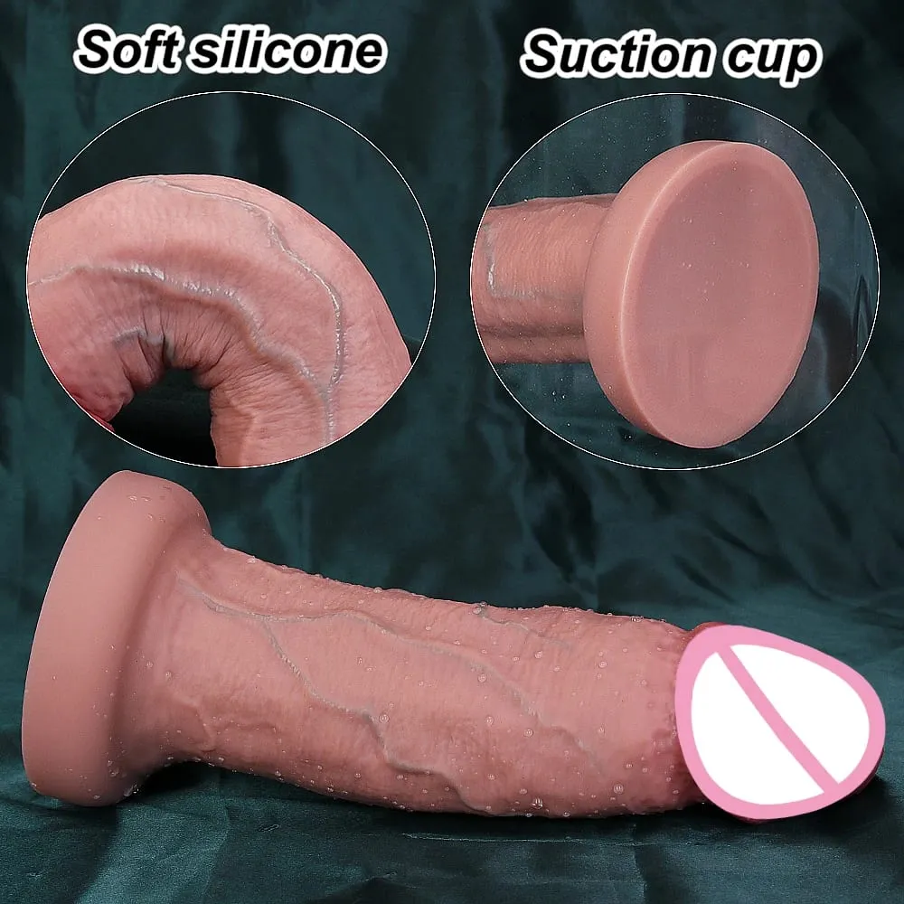 4Sizes Advanced Realistic Soft Huge Dildo Anal Thick Penis Double Silicone Cock Woman Vaginal Masturbation Suction Cup Sex Toys