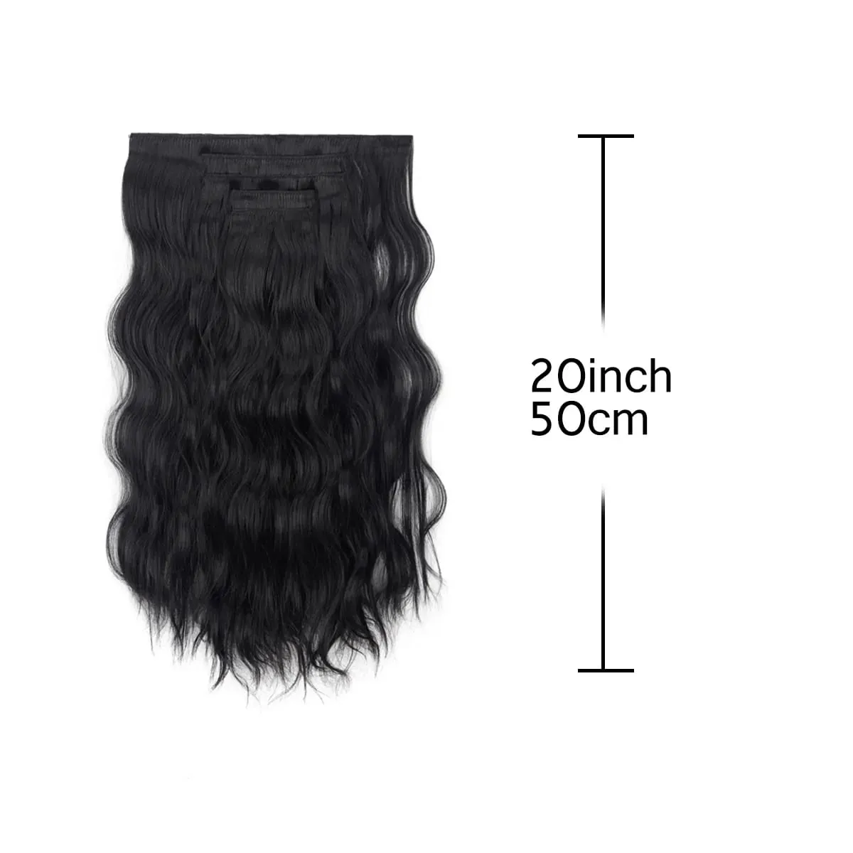 20Inch 5pcs/set Synthetic Hair Extension Long Curly Heat Resistant Black Hairpiece for Women — image 4