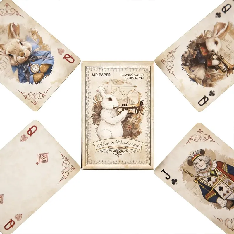 55Pcs Alice in Wonderland Playing Cards Luxury Retro Style Board Game Card Vintage Anime Poker Cards for Collection Gift