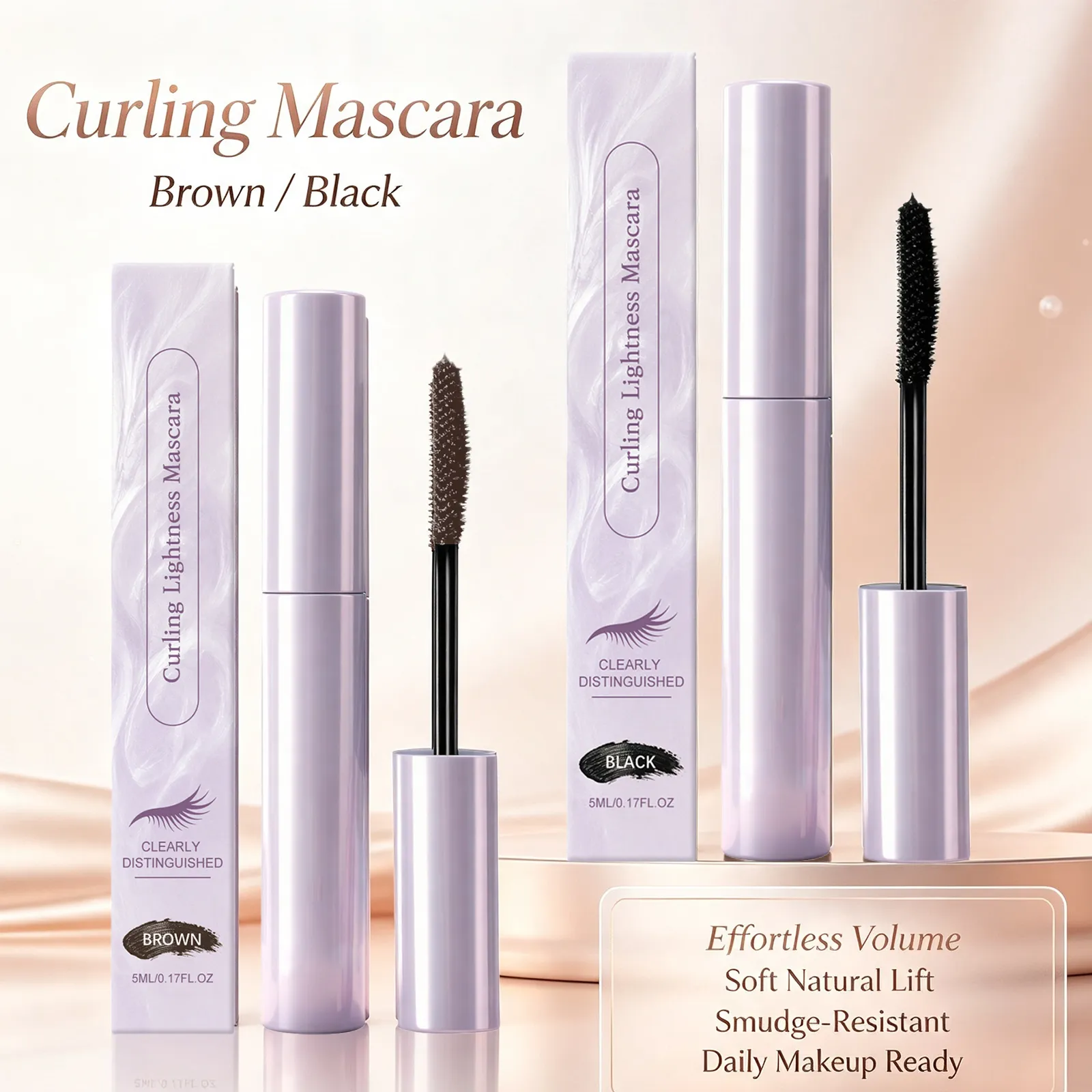 Curling Mascara Natural Lifted Lashes Waterproof Anti-Smudge Long Lasting Curling Strengthen Lashes Eye Cosmetic Black & Brown