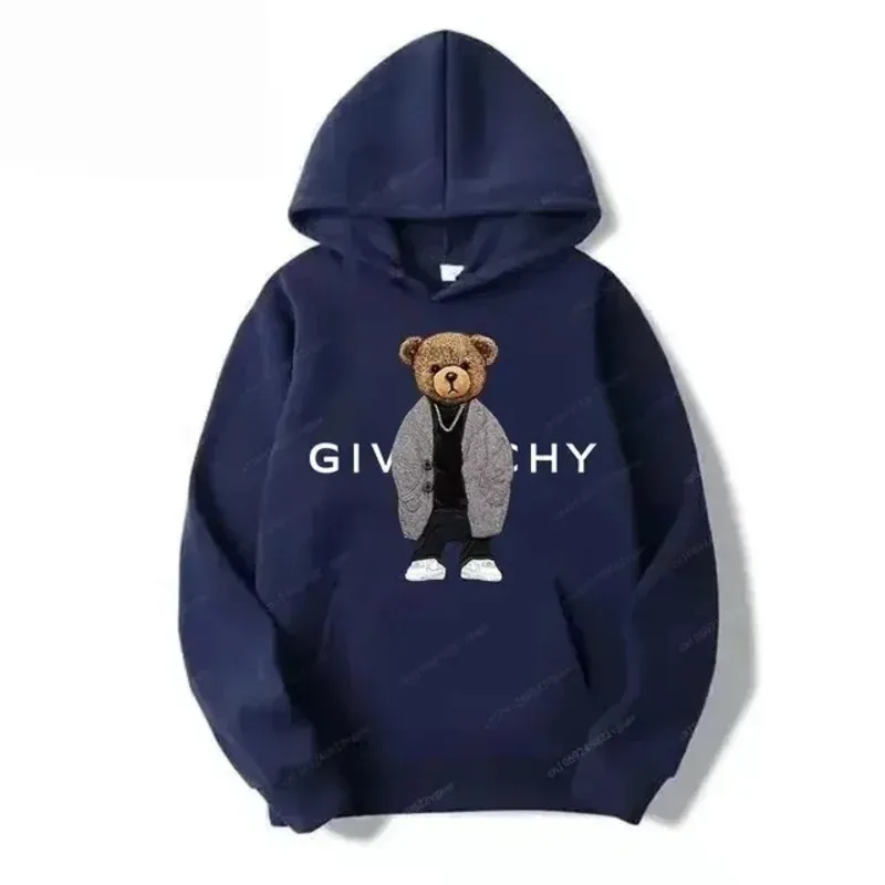 Men Women Unisex Autumn Winter Luxury Bear Print Hoodies Long Sleeve Fleece Pullover High Quality Free Shipping — image 8