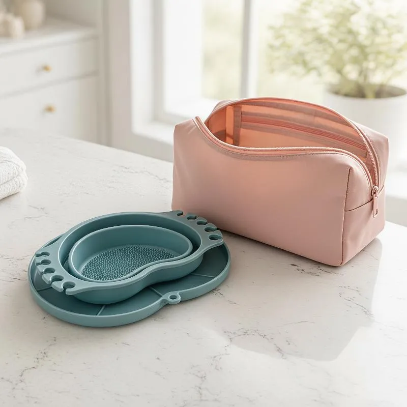 Seau de lavage pliable en Silicone, sans BPA, facile à nettoyer, pour pinceaux, pinceaux de maquillage, usage artistique en voyage à domicile