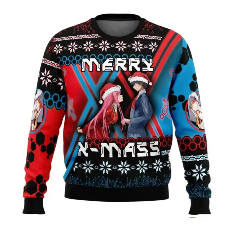 Anime One Piece Luffy Christmas Ugly Sweater 3D Sweatshirt Tops Autumn Winter Cosplay Santa Claus Pullover Sweaters Gift