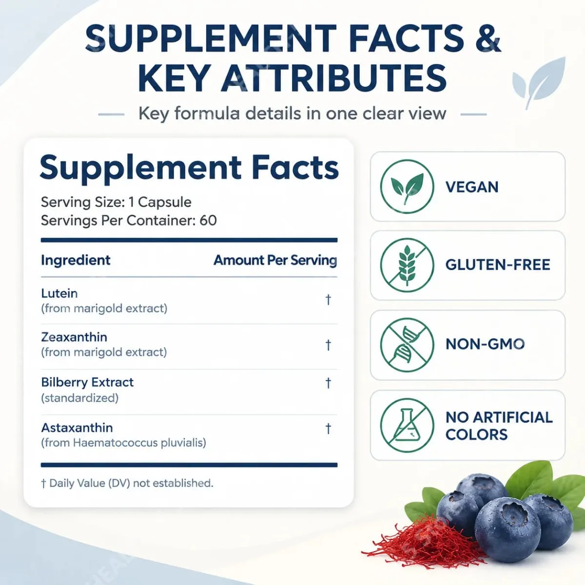 Advanced Eye Nutrition Capsules Lutein Zeaxanthin Astaxanthin Relieves Eye Dryness & Fatigue Antioxidant Eye Support 60 Count — image 3